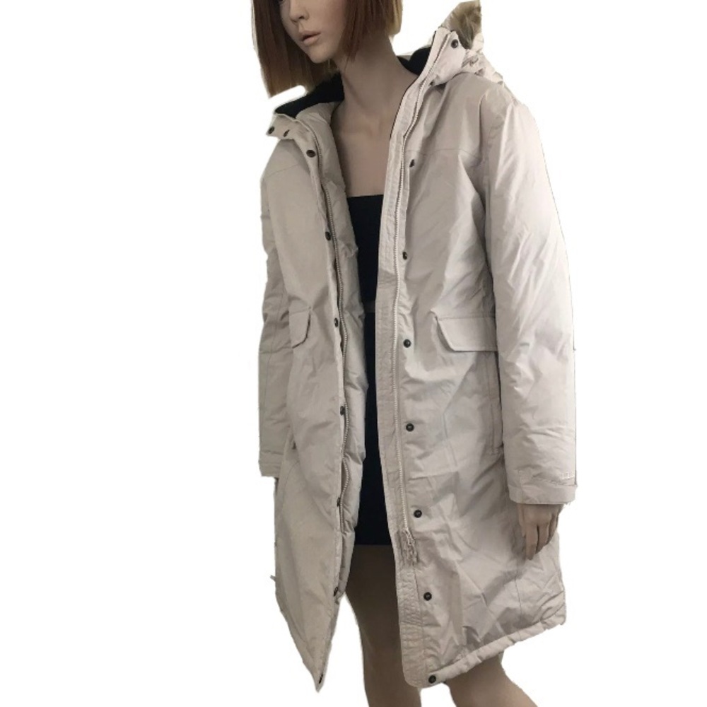 L.L. Bean Beige Goose Down Hooded Puffer Coat Winter Coat Jacket Size M